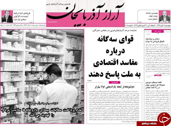 نیم صفحه نخست روزنامه&zwnj;های آذربایجان غربی چهار شنبه ۲۰ دی ماه