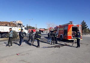 حریق  بار پنبه کامیون در بیرجند