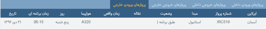 پرواز&zwnj;های پنج شنبه ۲۱ دی ماه از فرودگاه بین المللی ارومیه