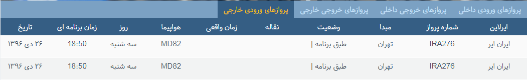 پرواز&zwnj;های سه شنبه ۲۶ دی ماه از فرودگاه بین المللی ارومیه