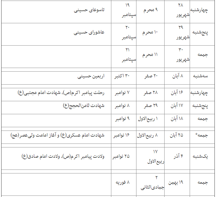 سال ۹۷ کی تحویل می&zwnj;شود و چند تعطیلی دارد؟