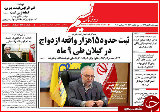 نیم صفحه نخست روزنامه&zwnj;های گلستان چهارشنبه ۶ دی ماه