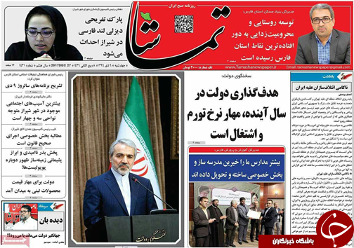 صفحه نخست روزنامه&zwnj;های استان فارس چهارشنبه ۶ دی ماه