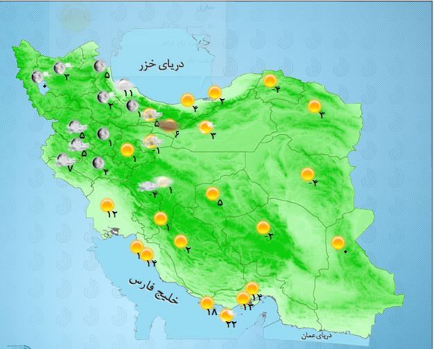 جوی پایدار در غالب مناطق کشور/آسمان تهران صاف است+ جدول