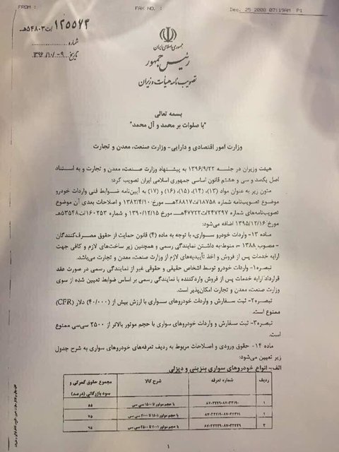 دستورالعمل جدید واردات خودرو ابلاغ شد + سند