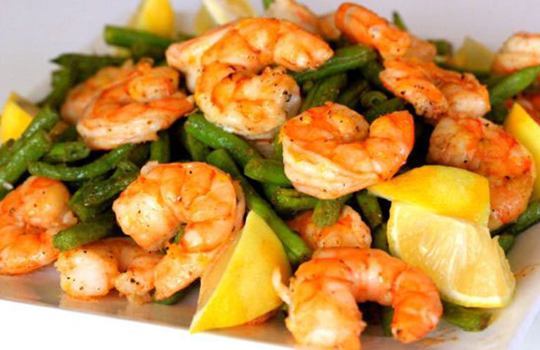خوراک خوشمزه لوبیا سبز و میگو +طرزتهیه