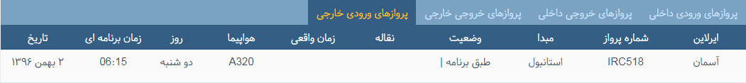 پرواز&zwnj;های دوشنبه ۲ بهمن ماه از فرودگاه بین المللی ارومیه