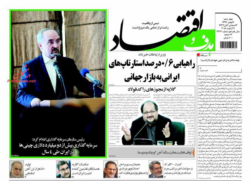 صفحه نخست روزنامه های اقتصادی 11 بهمن ماه
