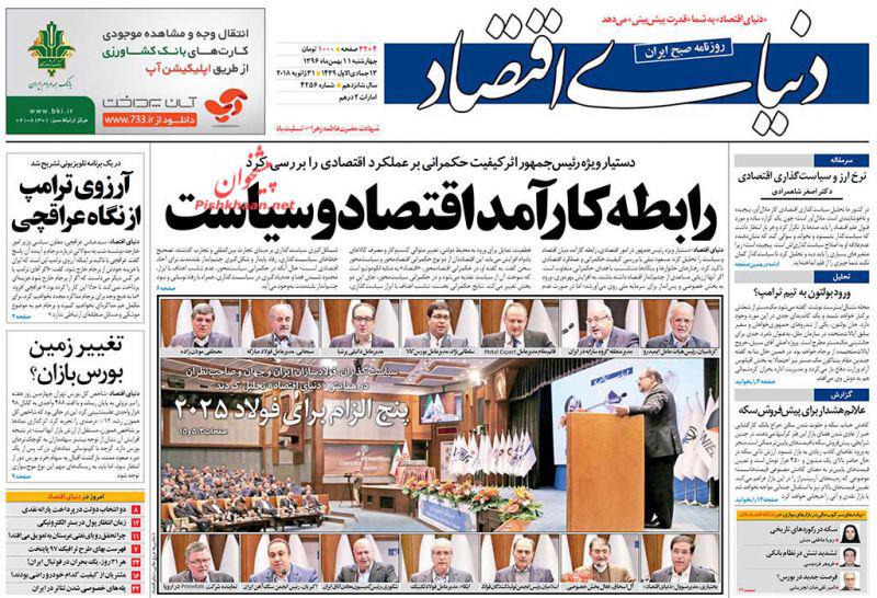 صفحه نخست روزنامه های اقتصادی 11 بهمن ماه