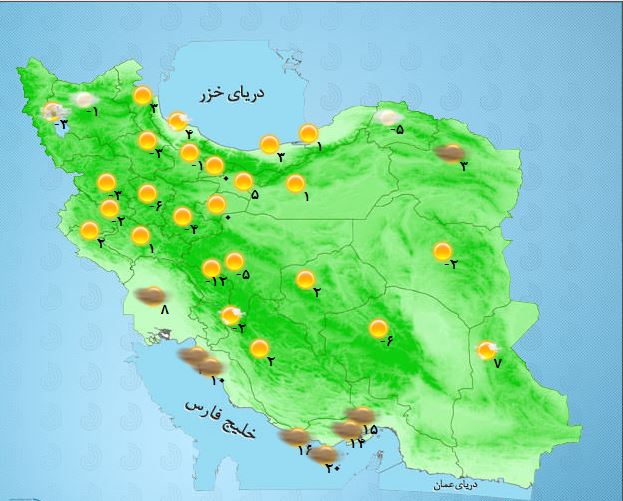 چهارشنبه دامنه های البرز ابری می شود /دریا های ایران روز مواجی را پشت سر می گذارند