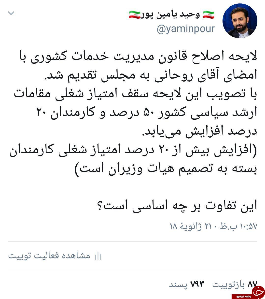 طعنه یامین پور به مقامات ارشد سیاسی کشور +عکس