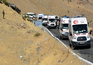۱۶ کشته و زخمی بر اثر واژگونی یک مینی‌بوس در ترکیه