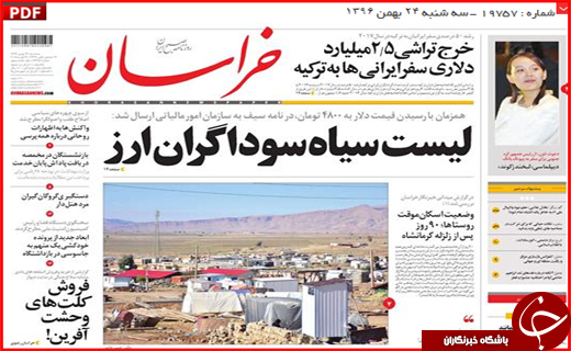 نیم صفحه نخست روزنامه های استانی؛
