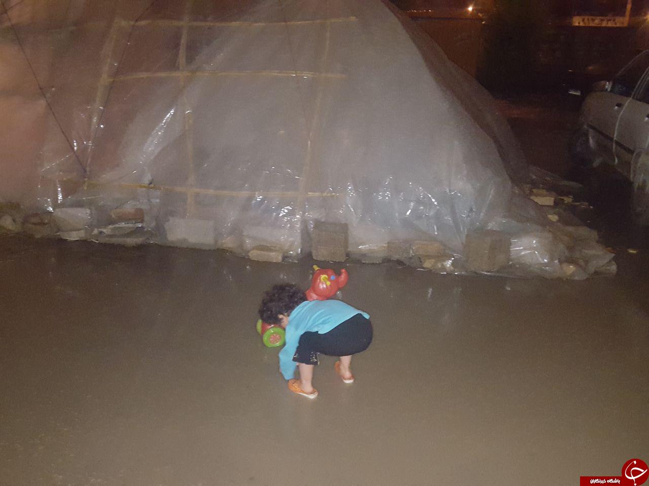 آبگرفتگی چادرها در مناطق زلزله زده+تصاویر