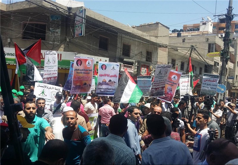 تظاهرات فلسطینی‌ها در غزه در حمایت از شهر قدس