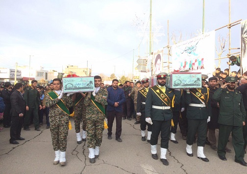 تشییع پیکر دو شهید گمنام در تاکستان