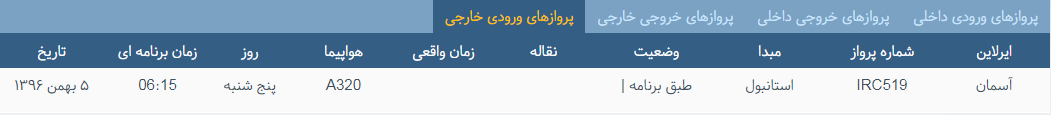 پرواز&zwnj;های پنج شنبه ۵ بهمن ماه از فرودگاه بین المللی ارومیه