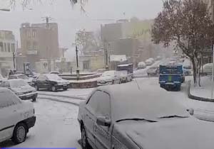 فیلمی از بارش برف زمستانی در ابهر