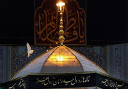 حرم مطهر رضوی در روز شهادت یاس نبوی (س) رخت عزا بر تن کرد
