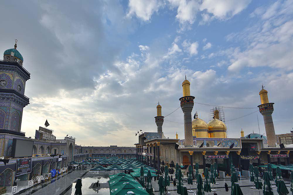 مناره کج شده حرم مطهر امامین جوادین علیهم السلام بتن ریزی شد + تصاویر
