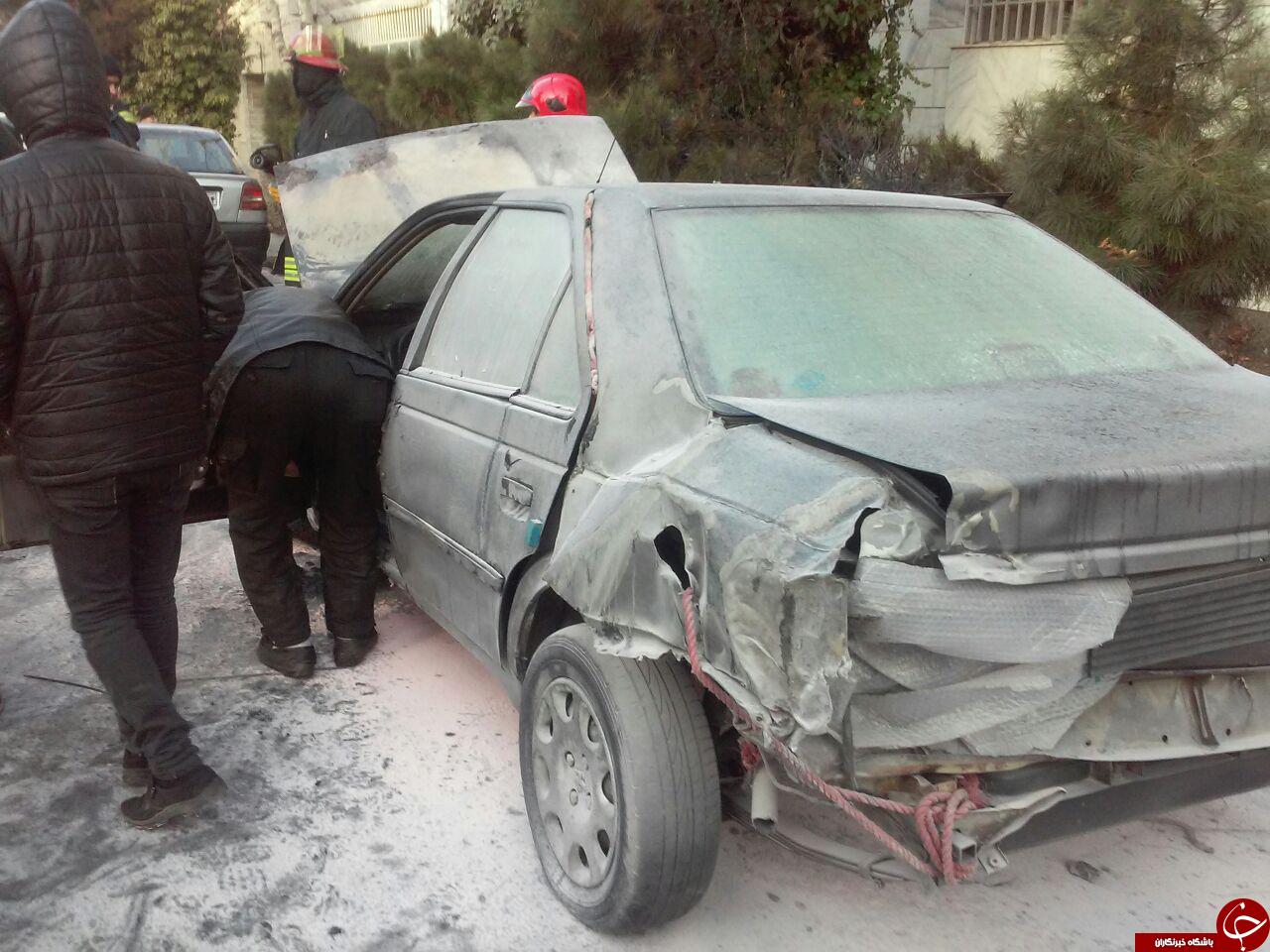 پژو 405 طعمه حریق شد + تصاویر