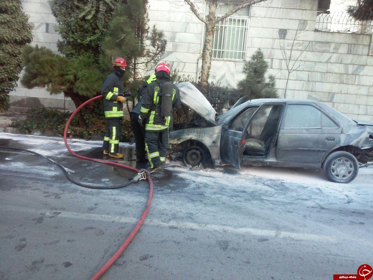 پژو 405 طعمه حریق شد + تصاویر