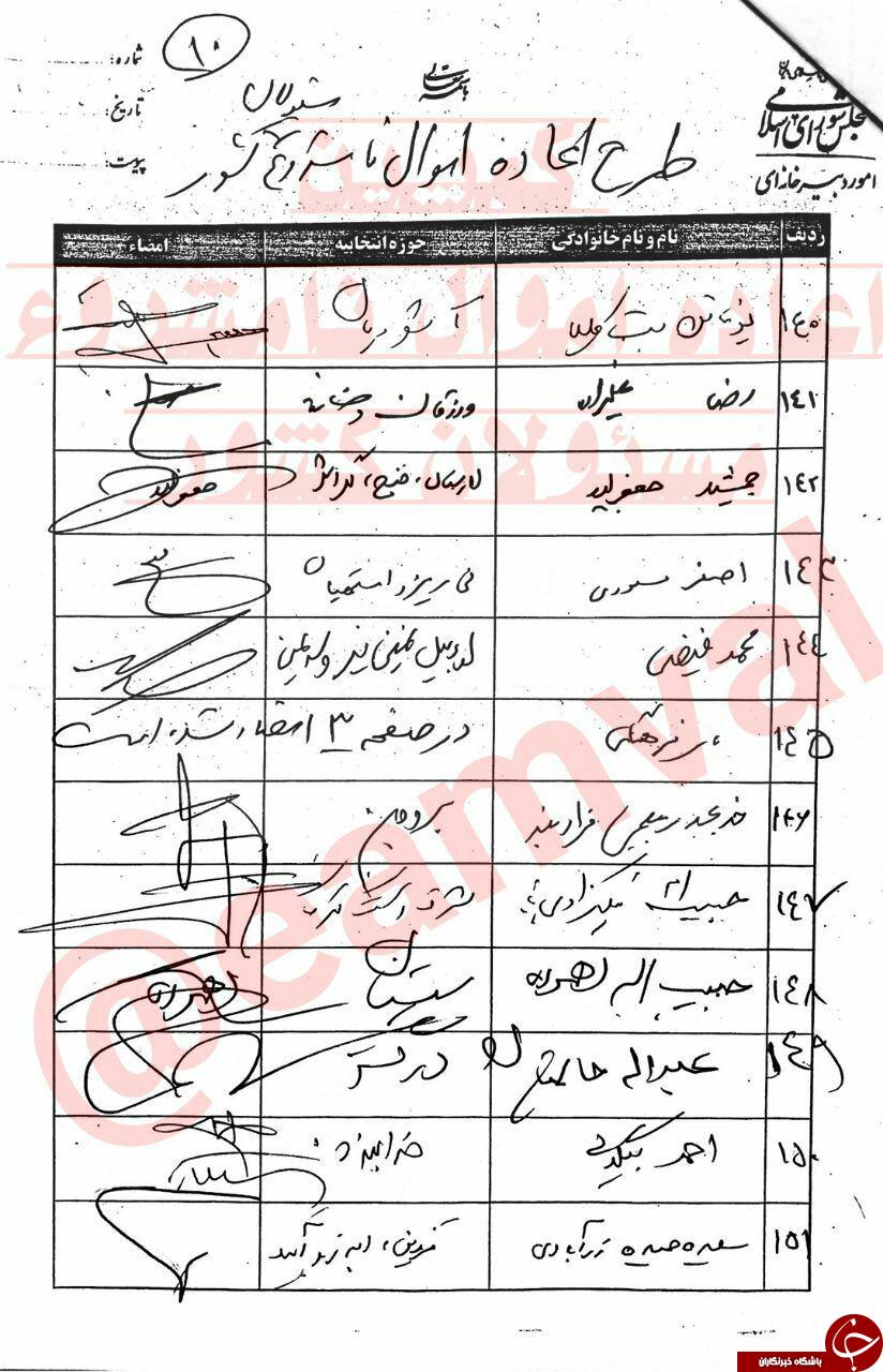 اسامی نمایندگان امضاکننده طرح اعاده اموال نامشروع مسئولان منتشر شد