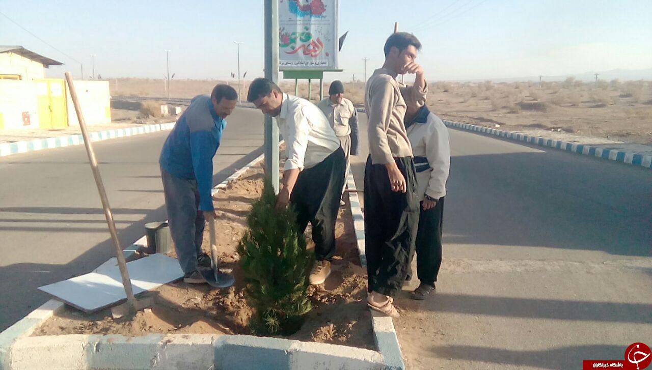 مراسم درختکاری در روستای یزدلان + تصاویر