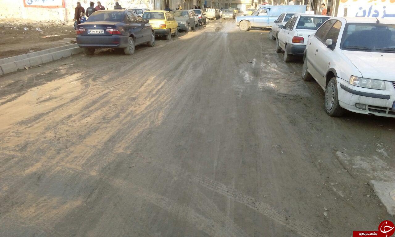 کمبود روکش آسفالت خیابان&zwnj;ها در شهرک سبزدشت + تصاویر