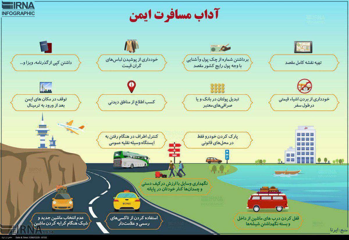 آداب مسافرت ایمن +اینفوگرافیک