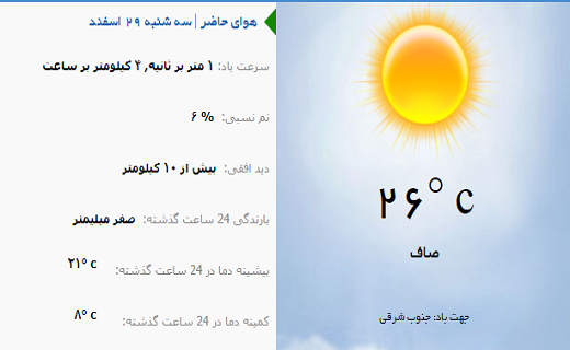 اعلام وضعیت آب وهوای یزد