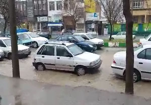 آبگرفتگی گسترده خیابان‌ها در کرمانشاه + فیلم