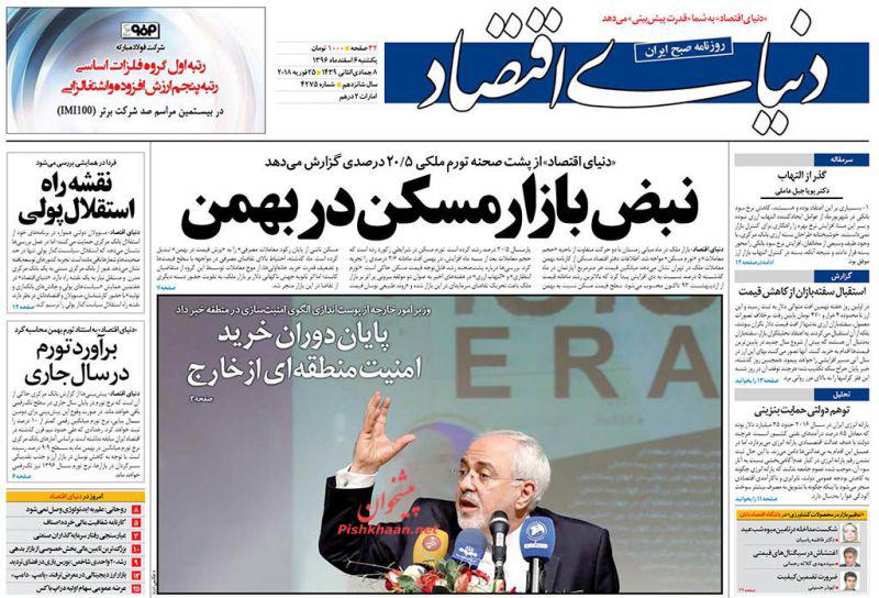 صفحه نخست روزنامه های اقتصادی 6 اسفندماه