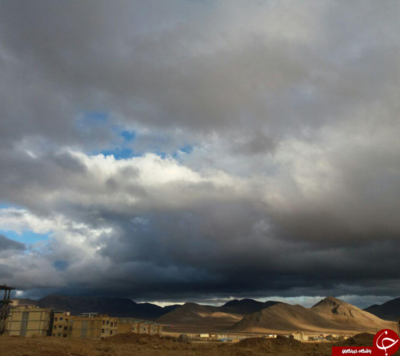 تصویری از آسمان ابری شهرکرد در زمستان