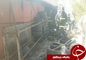 مهار آتش سوزی انبار لاستیک در بیرجند