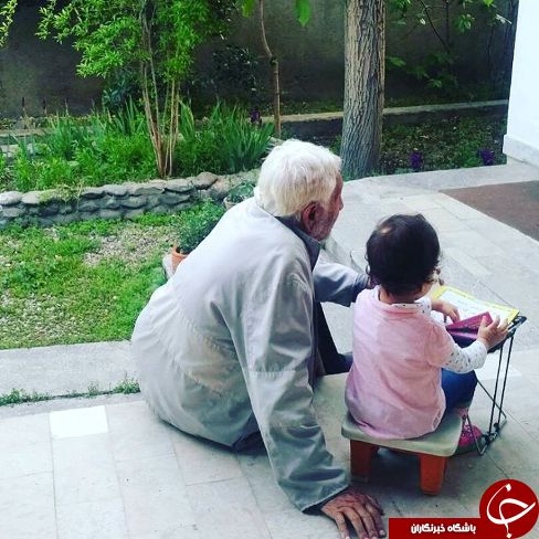 دختر سوپر استار زن در کنار پدربزرگش +عکس