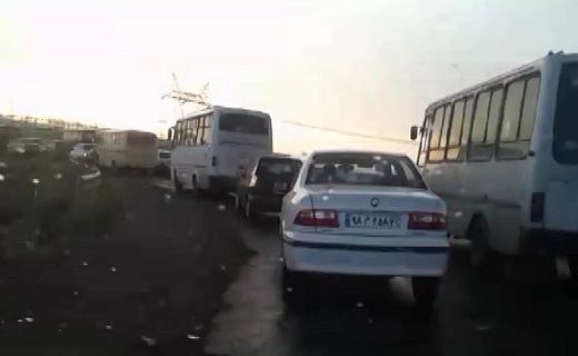 ترافیک صبحگاهی جاده شهرک عباس آباد + فیلم