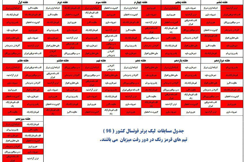اعلام برنامه کامل نوزدهمین دوره رقابت های لیگ برتر