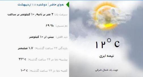 آب و هوا - آذربایجان شرقی 18 اردیبهشت ماه  96
