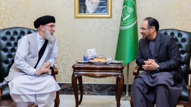 حکمتیار به دیدار رئیس جمعیت اسلامی افغانستان رفت