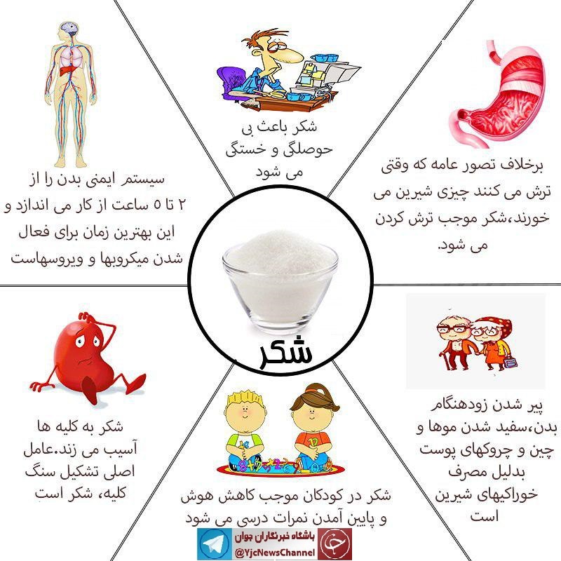 عوارض مصرف شکر بر بدن / اینفوگرافی