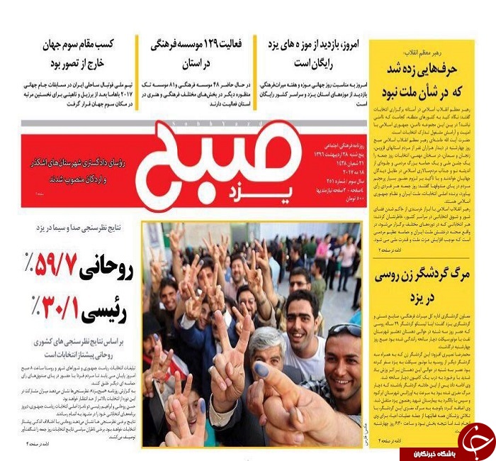 صفحه نخست روزنامه های استان یزد