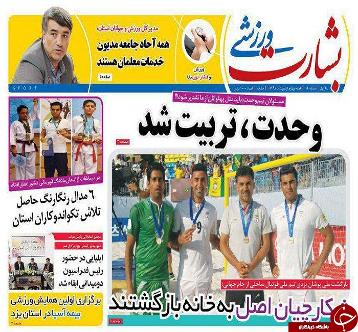 صفحه نخست روزنامه های استان یزد