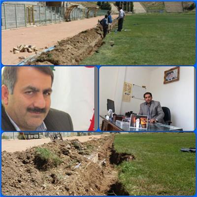 احداث سیستم آبیاری زمین چمن طبیعی استادیوم تختی ملایر