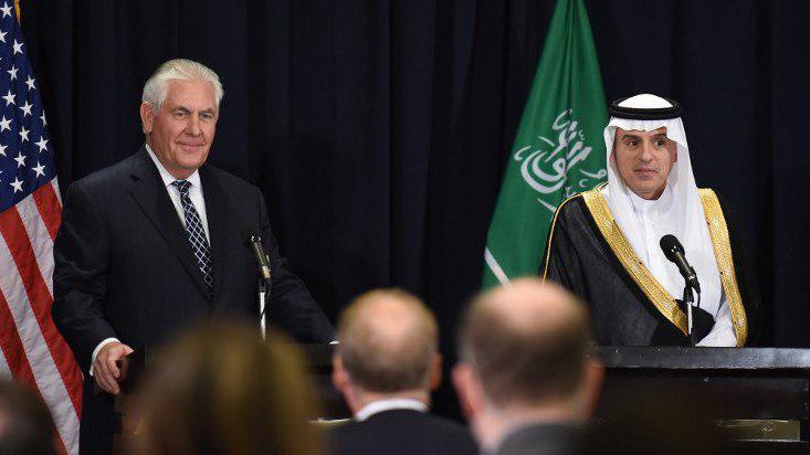 جبیر: آمریکا و عربستان سعودی روابط تاریخی با یکدیگر دارند/تیلرسون:امیدوارم روحانی به آزمایش های موشکی کشورش پایان دهد