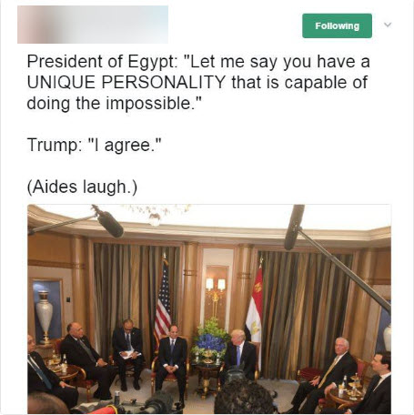 پاچه&zwnj;خواری رئیس جمهور مصر از ترامپ