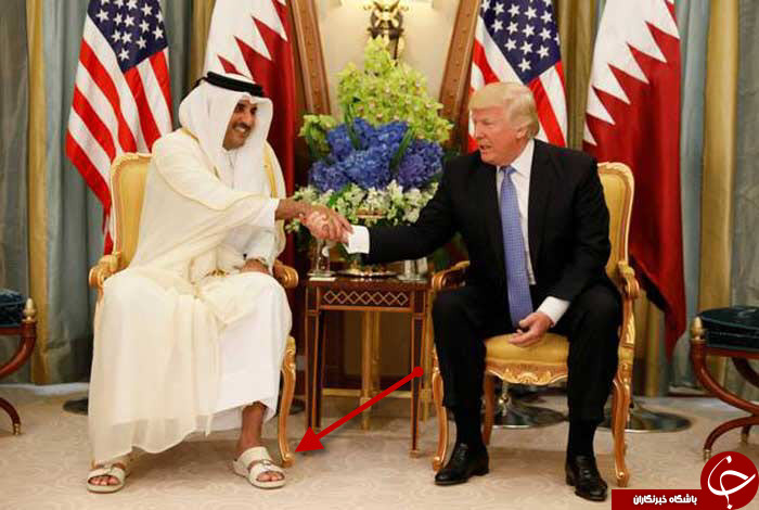 پوشش عجیب امیرقطر در دیدار با ترامپ+ عکس