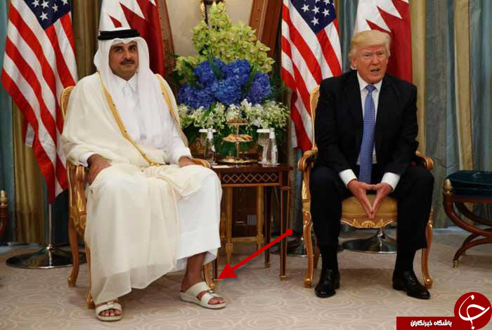 پوشش عجیب امیرقطر در دیدار با ترامپ+ عکس