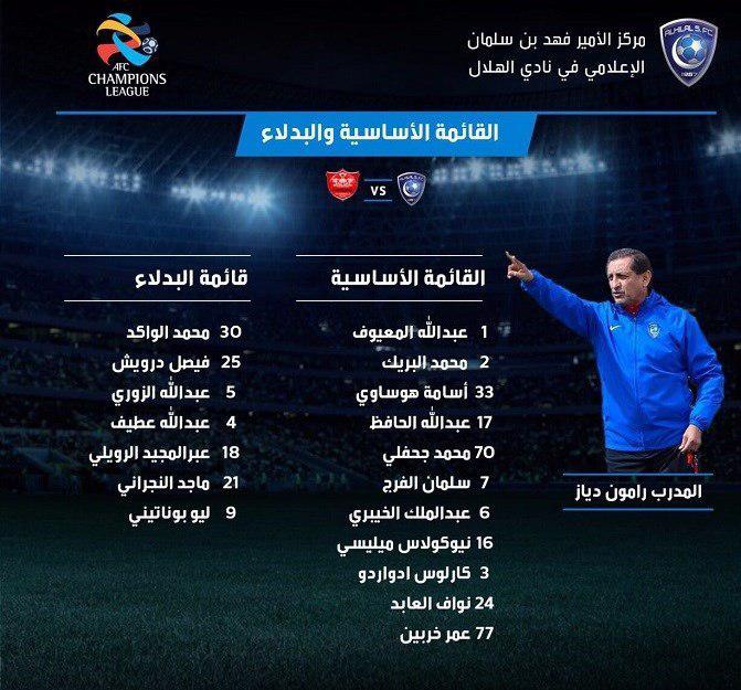 ترکیب الهلال برابر پرسپولیس