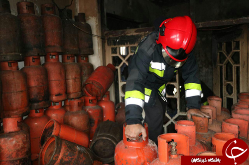 مهار آتش در کارگاه شارژ سیلندر  اصفهان +تصاویر